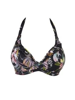 FREYA Tahiti Nights Halter Bikini Top - Black -MARIE JO Shop braforme as200011 blk back freya swim tahiti nights black non wired triangle bikini top p