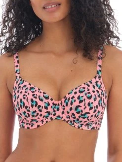 FREYA Cala Fiesta Plunge Bikini Top - Leopard
