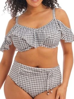 ELOMI Checkmate Bardot Bikini Top - Grey Marl