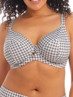 ELOMI Checkmate Plunge Bikini Top - Grey Marl
