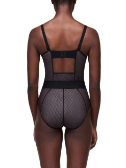 Chantelle Smooth Lines Bodysuit - Black/Beige -MARIE JO Shop braforme chantelle c11n70 0ds b