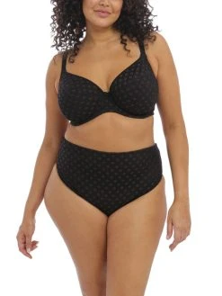 ELOMI Bazaruto Plunge Bikini Top - Black -MARIE JO Shop braforme elomi swimwear bazaruto bikini top es800602 blk black full