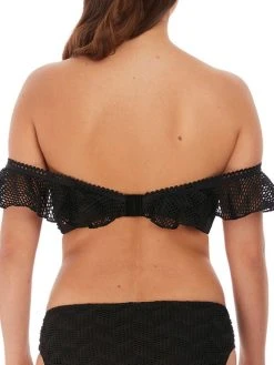 FANTASIE Marseille Bardot Bikini Top - Black -MARIE JO Shop braforme fantasie marseille swimwear bikini top fs6682blk black b