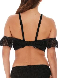 FANTASIE Marseille Bardot Bikini Top - Black -MARIE JO Shop braforme fantasie marseille swimwear bikini top fs6682blk black b1