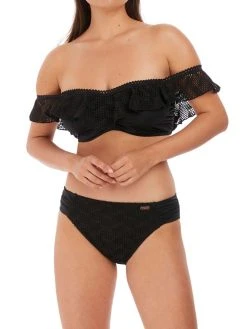 FANTASIE Marseille Bardot Bikini Top - Black -MARIE JO Shop braforme fantasie marseille swimwear bikini top fs6682blk black full3