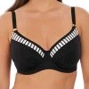 FANTASIE San Remo Gathered Full Cup Bikini Top - Black/White