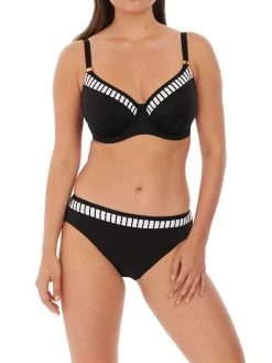 FANTASIE San Remo Gathered Full Cup Bikini Top - Black/White -MARIE JO Shop braforme fantasie san remo bikini brief fs6509bli full