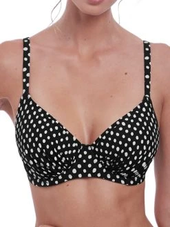 FANTASIE Santa Monica Gathered Bikini Top - Black/White