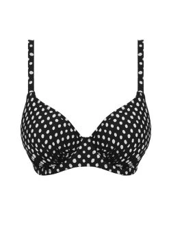FANTASIE Santa Monica Gathered Bikini Top - Black/White -MARIE JO Shop braforme fantasie santa monica fs6720 bli black white uw gathered full cup bikini top p