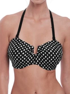 FANTASIE Santa Monica Bandeau Bikini Top - Black/White -MARIE JO Shop braforme fantasie santa monica fs6723 bli black white uw bandeau multiway strap f2