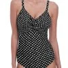 FANTASIE Santa Monica Twist Front Control Swimsuit - Black/White -MARIE JO Shop braforme fantasie santa monica fs6728 bli black white uw twist front suit light control swimsuit f