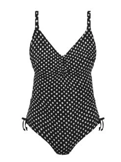 FANTASIE Santa Monica Adjustable Leg Swimsuit - Black/White -MARIE JO Shop braforme fantasie santa monica fs6729 bli black white uw v neck adjustable leg swimsuit p