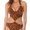 FREYA Roar Instinct Cut Out Halter Swimsuit - Leopard