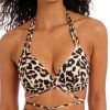 FREYA Animal Instinct Halter Bikini Top - Natural -MARIE JO Shop braforme freya aninmal 20instinct 203904 nal front