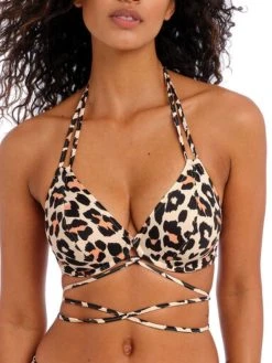 FREYA Animal Instinct Halter Bikini Top - Natural