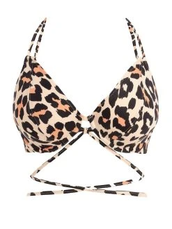 FREYA Animal Instinct Halter Bikini Top - Natural -MARIE JO Shop braforme freya aninmal 20instinct 203904 nal plain1