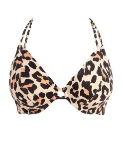 FREYA Animal Instinct Halter Bikini Top - Natural -MARIE JO Shop braforme freya aninmal 20instinct 203904 nal plain2