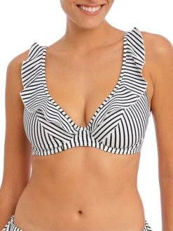 FREYA Jewel Cove High Apex Bikini Top - Stripe Black