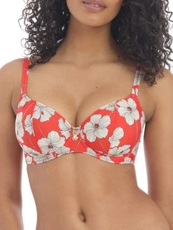 FREYA Hibiscus Beach Plunge Bikini Top - Sunset