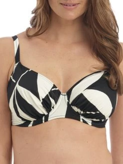 FANTASIE Ile De Re Gathered Full Cup Bikini Top - Black & Cream