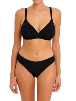 FREYA Ibiza Waves Plunge Bikini Top - Black -MARIE JO Shop braforme lingerie freya swimwear as203802 blk black full