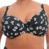 ELOMI Plain Sailing Plunge Bikini Top - Black Daisy 1 ELOMI Plain Sailing Plunge Bikini Top - Black Daisy -MARIE JO Shop braforme swim elomi plain 20sailing 7274 bdy front