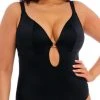 ELOMI Plain Sailing Plunge Swimsuit - Black -MARIE JO Shop braforme swim elomi plain 20sailing 7280 blk front