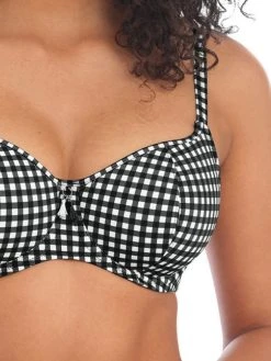 FREYA Check In Sweetheart Bikini Top - Monochrome -MARIE JO Shop braforme swimwear as201903 mom freya swim check in monochrome underwired sweetheart bikini top close
