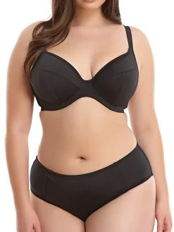 ELOMI Essentials Plunge Bikini Top - Black -MARIE JO Shop braforme swimwear elomi es7504 blk swim essentials black underwired plunge bikini top full