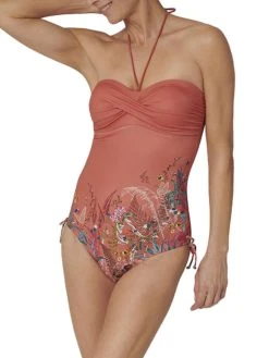 Triumph Botanical Leaf Swimsuit - Orange/Dark Combination -MARIE JO Shop braforme triumph 10207931 orange f2