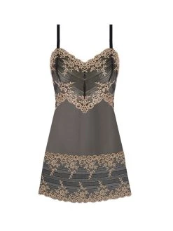 Wacoal Embrace Lace Chemise -MARIE JO Shop braforme wa814191 076 wacoal lingerie embrace lace ebony with shifting sand chemise p