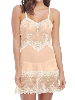 Wacoal Embrace Lace Chemise -MARIE JO Shop braforme wa814191 271 wacoal lingerie embrace lace beige chemise f