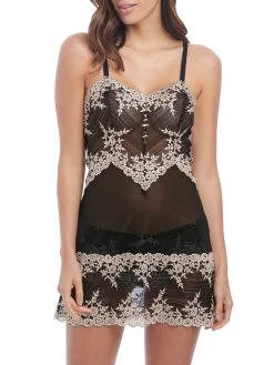 Wacoal Embrace Lace Chemise -MARIE JO Shop braforme wa814191 blk wacoal lingerie embrace lace black chemise f
