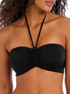 FREYA Jewel Cove Bandeau Bikini Top - Plain Black